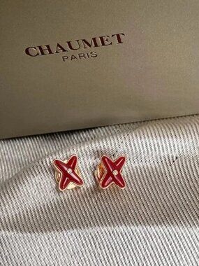 Chaumet Red Stud Earrings